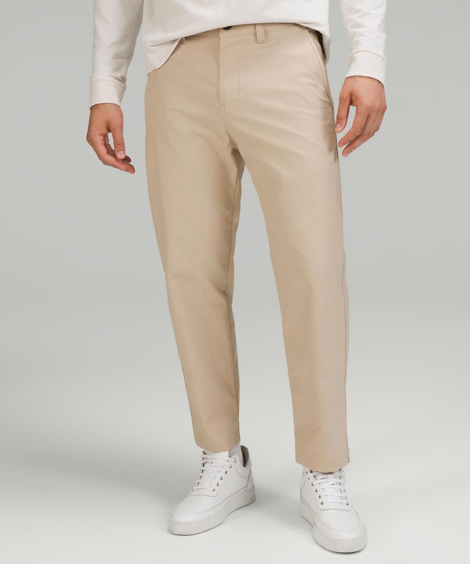 <p><a href="https://go.redirectingat.com?id=74968X1596630&url=https%3A%2F%2Fshop.lululemon.com%2Fp%2Fmens-trousers%2FRelaxed-Tapered-Trouser-MD%2F_%2Fprod11490066&sref=https%3A%2F%2F" rel="nofollow noopener" target="_blank" data-ylk="slk:Shop Now;elm:context_link;itc:0;sec:content-canvas" class="link ">Shop Now</a></p><p>Relaxed Tapered Trouser</p><p>lululemon.com</p><p>$99.00</p><span class="copyright">Lululemon</span>