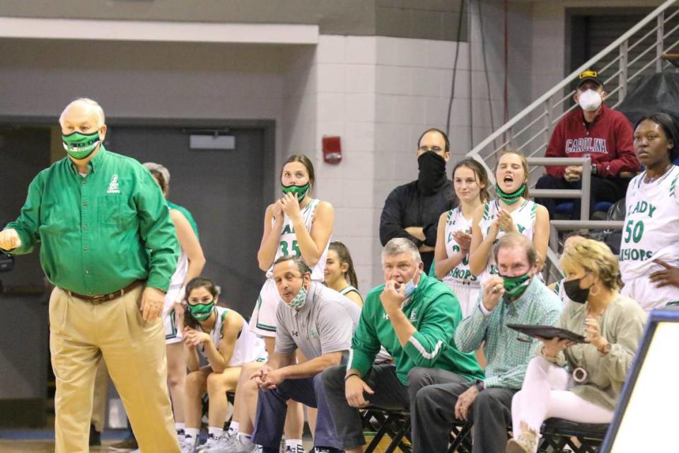 As Bishop England closes in on Keenan, reactions on the bench get intense during the 3A state championship game at the USC Aiken Convocation Center on Friday, March 5, 2021.