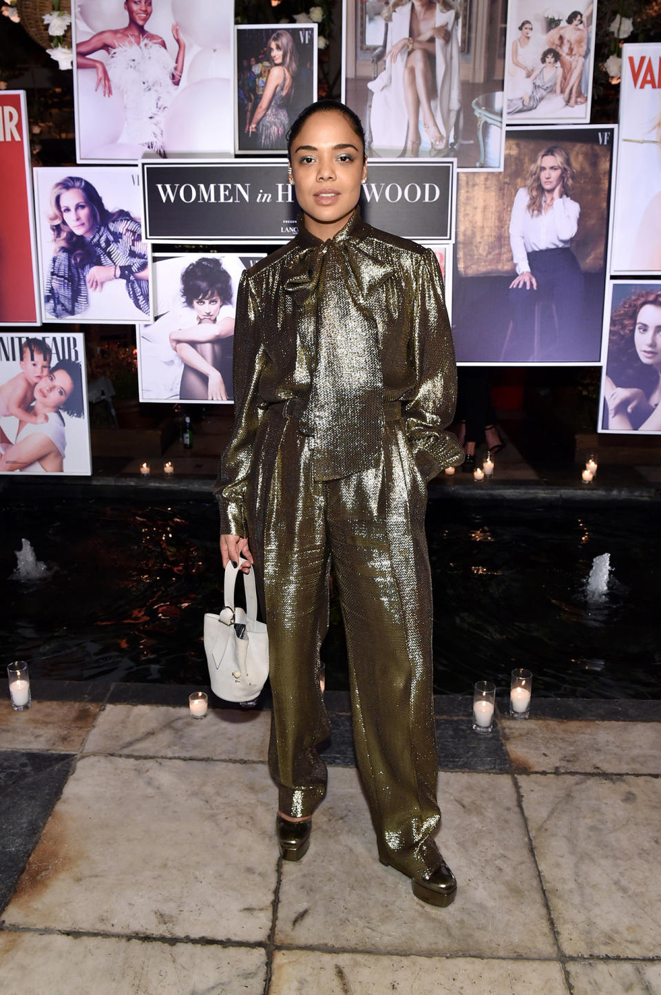 Tessa Thompson In Alberta Ferretti With Adeam Bag