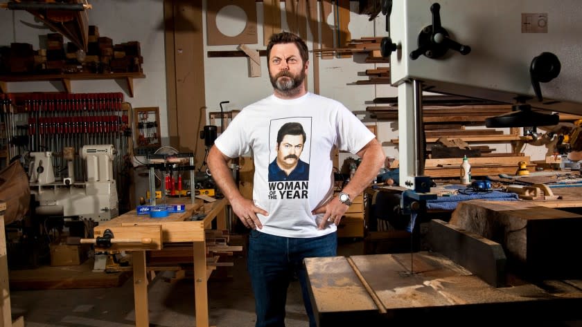 Nick Offerman is recording an audiobook of 'The Adventures of Tom Sawyer.'