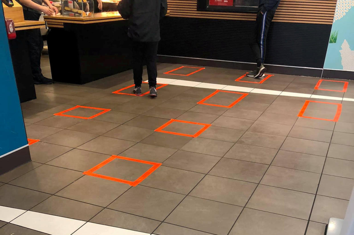 McDonald's are trying to keep customers away from each other using these boxes (Picture: SWNS)