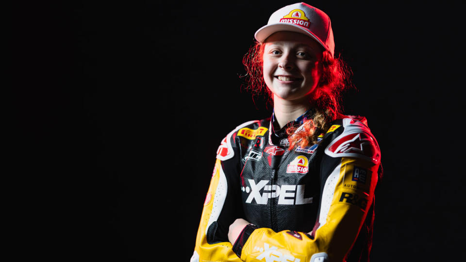 Kayla Yaakov, teenage motorcycle racer on the Rahal Ducati Moto team in the MotoAmerica series.