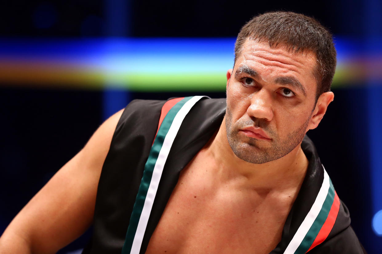 HAMBURG, GERMANY - NOVEMBER 15:  Kubrat Pulev of Bulgaria looks on the IBF heavy weight title fight between Wladimir Klitschkoat and Kubrat Pulev at O2 World Hamburg on November 15, 2014 in Hamburg, Germany.  (Photo by Martin Rose/Bongarts/Getty Images)