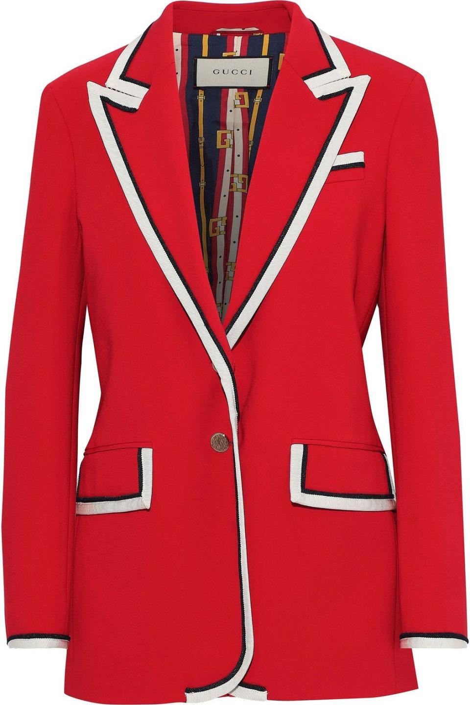 4) Grosgrain-trimmed crepe blazer