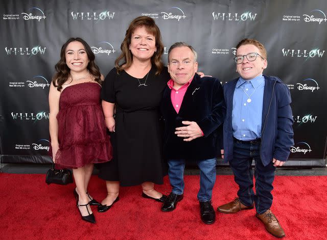 Alberto E. Rodriguez/Getty Left to right: Annabelle Davis, Samantha Davis, Warwick Davis and Harrison Davis