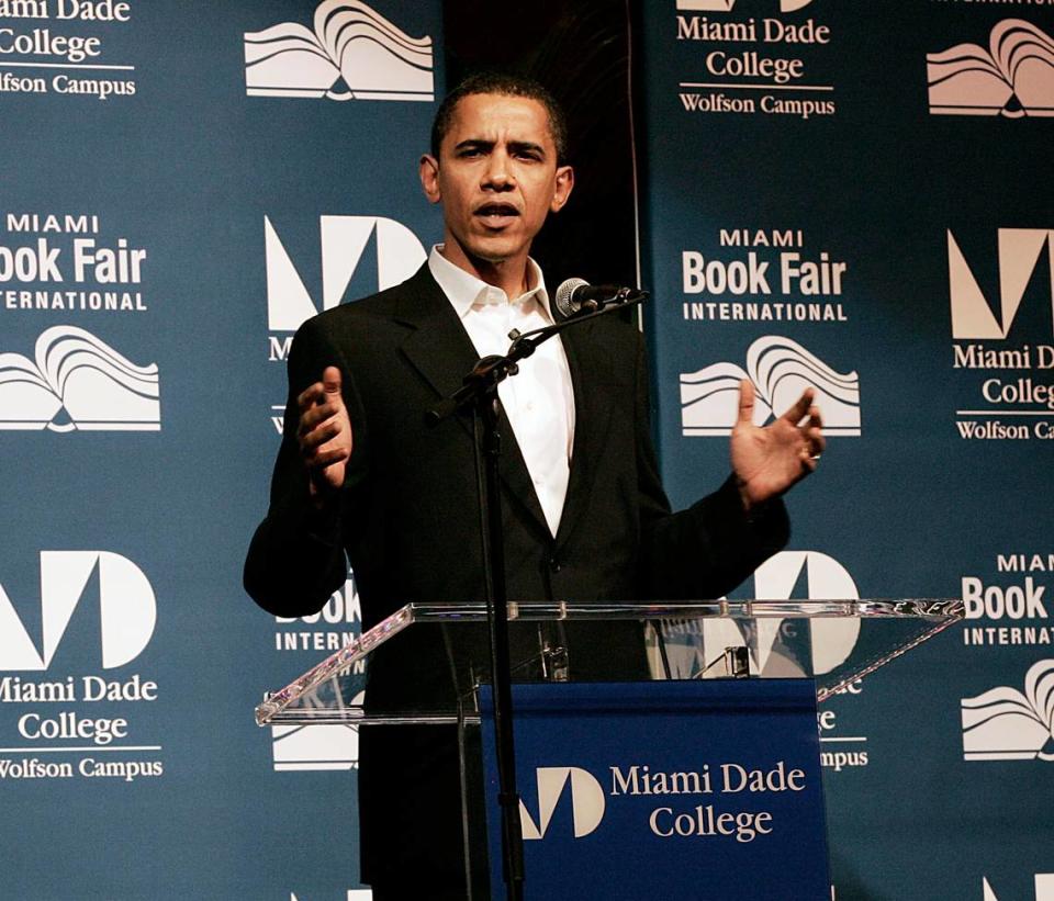 Then-U.S. Senator Barack Obama, during the presentation of his book “The Audacity of Hope: Thoughts on Reclaiming the American Dream,” at the Miami Book Fair in 2006.