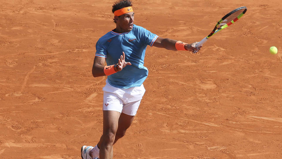 Rafael Nadal in action. (Photo by Jean Catuffe/Getty Images)