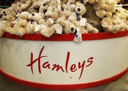 Soft toys are seen on display at Hamleys toy shop in London, December 2, 2011. REUTERS/Luke MacGregor