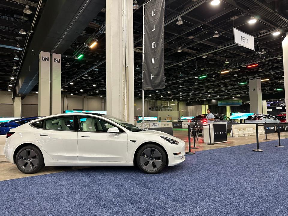 Tesla ride-along booth at the Detroit Auto Show.