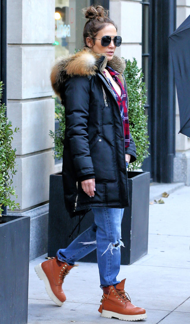 Olive Denim Jacket worn by Estella / Cruella (Emma Stone) as seen on the  set of Cruella movie