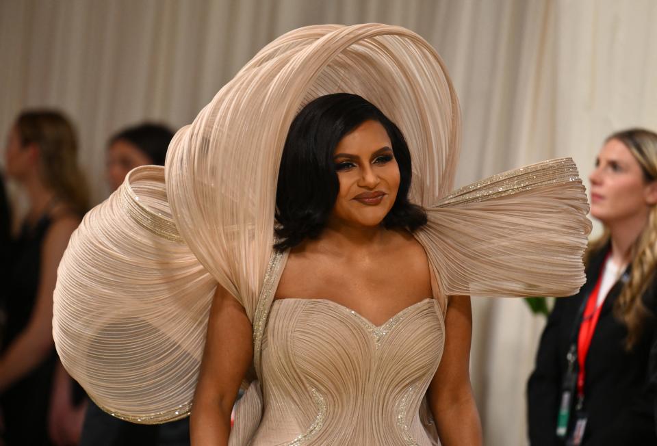 Mindy Kaling arrives for the 2024 Met Gala at the Metropolitan Museum of Art on May 6, 2024, in New York.