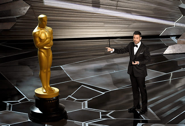 Jimmy Kimmell hosting last year’s Oscars (Credit: Getty)