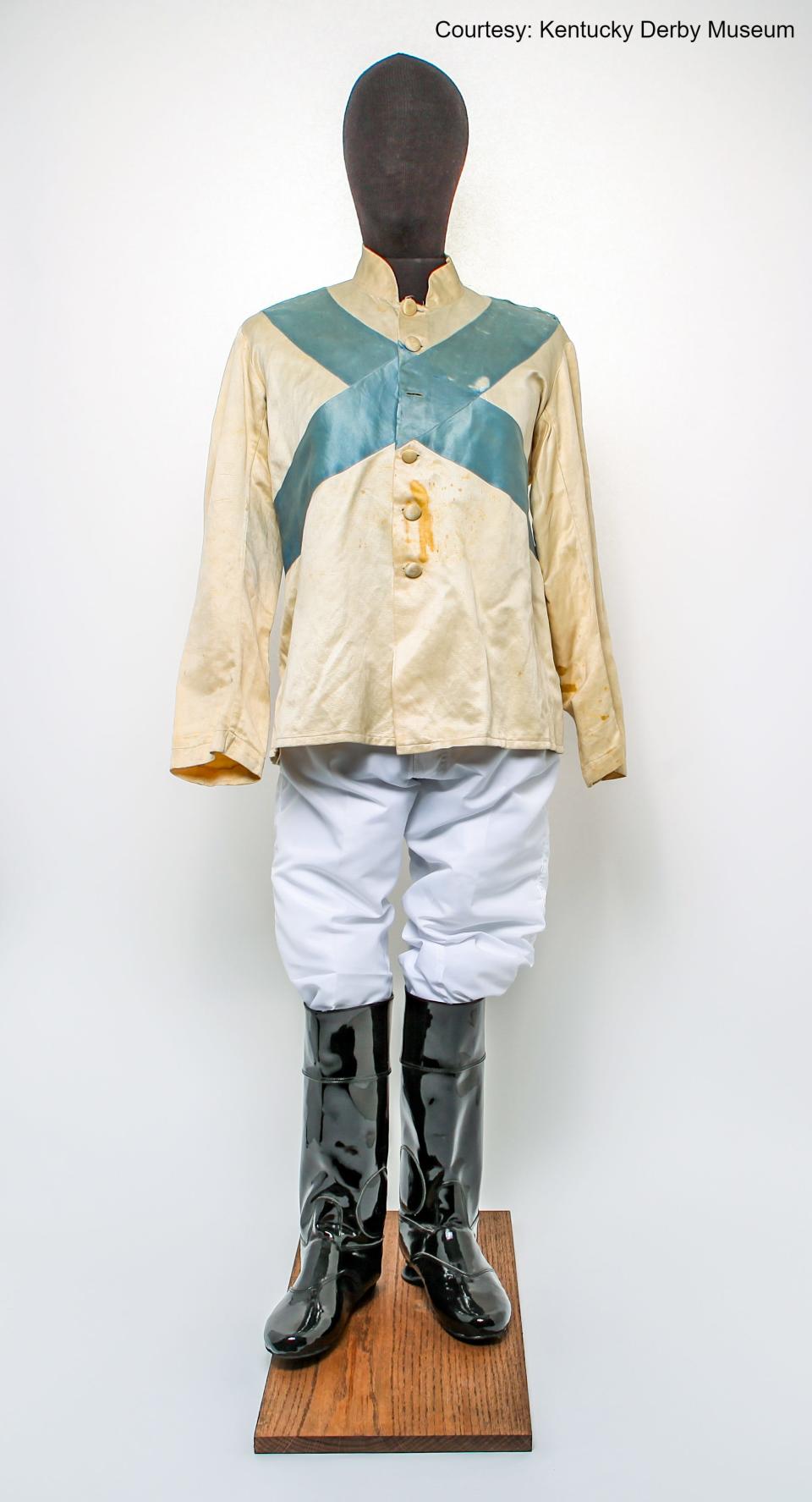 Isabel Dodge Sloane owned Brookmeade Stable, and she was a prominent breeder and owner of thoroughbred race horses for 36 years in the mid-20th century when it was less common for women to do so. These are the jockey silks worn by Mack Garner, who won the 1934 Kentucky Derby on Sloane's Cavalcade.