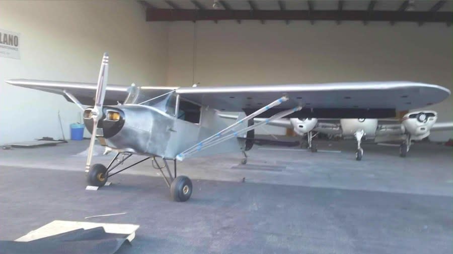 Anis Pradhan’s beloved vintage Piper airplane was stolen while it was being stored in Torrance on Jan. 3, 2024. (KTLA)