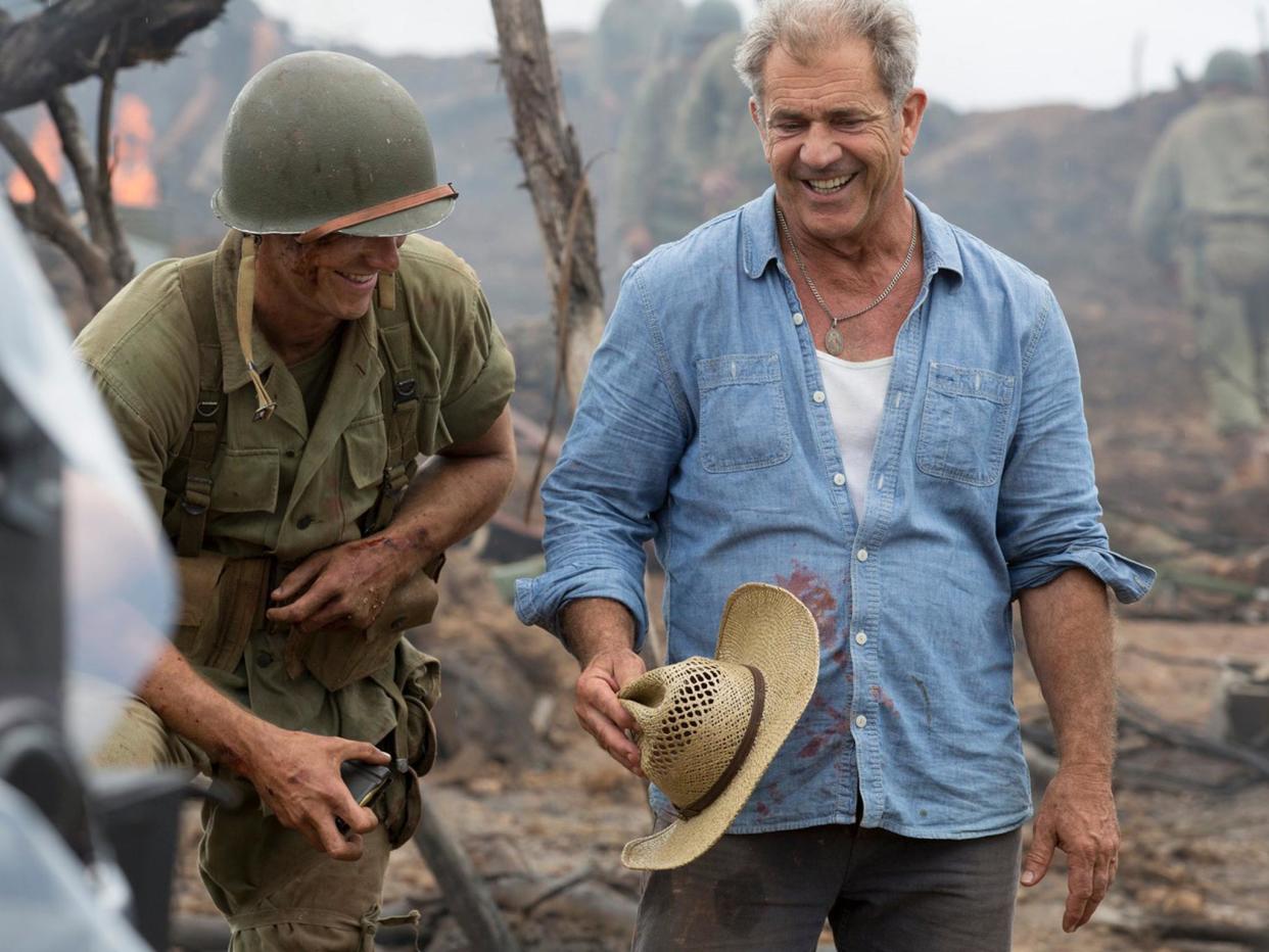 Director Mel Gibson on the set of his film, 'Hacksaw Ridge': Mark Rogers
