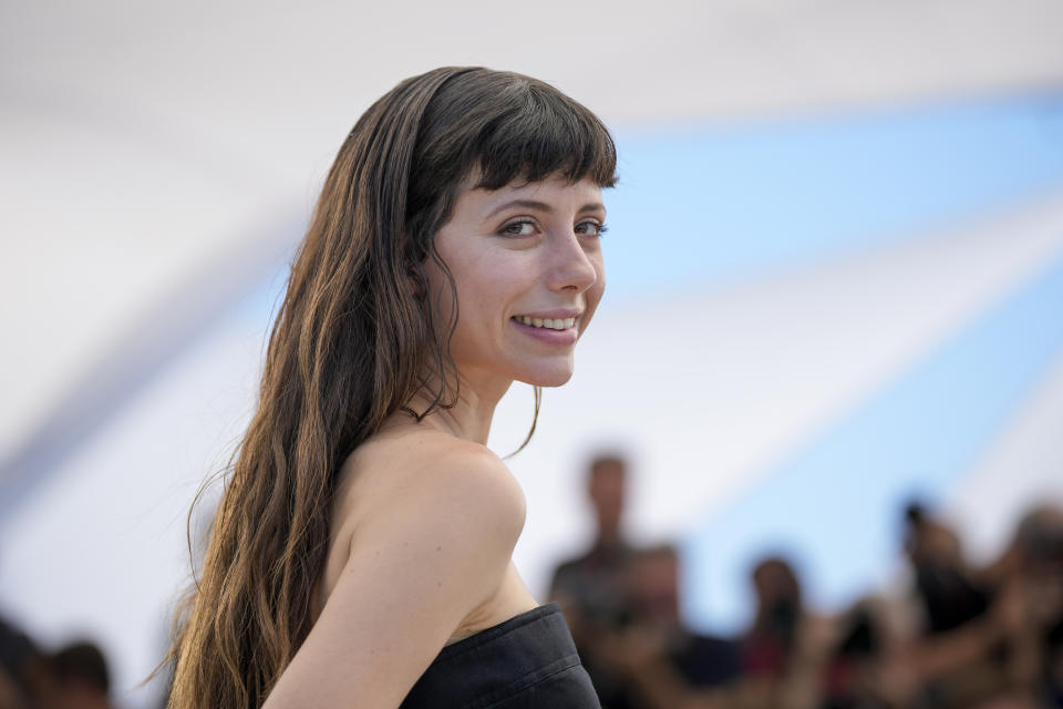 Celeste Dalla Porta poses for photographers at the photo call for the film 'Parthenope' at the 77th international film festival, Cannes, southern France, Wednesday, May 22, 2024. (Photo by Andreea Alexandru/Invision/AP)