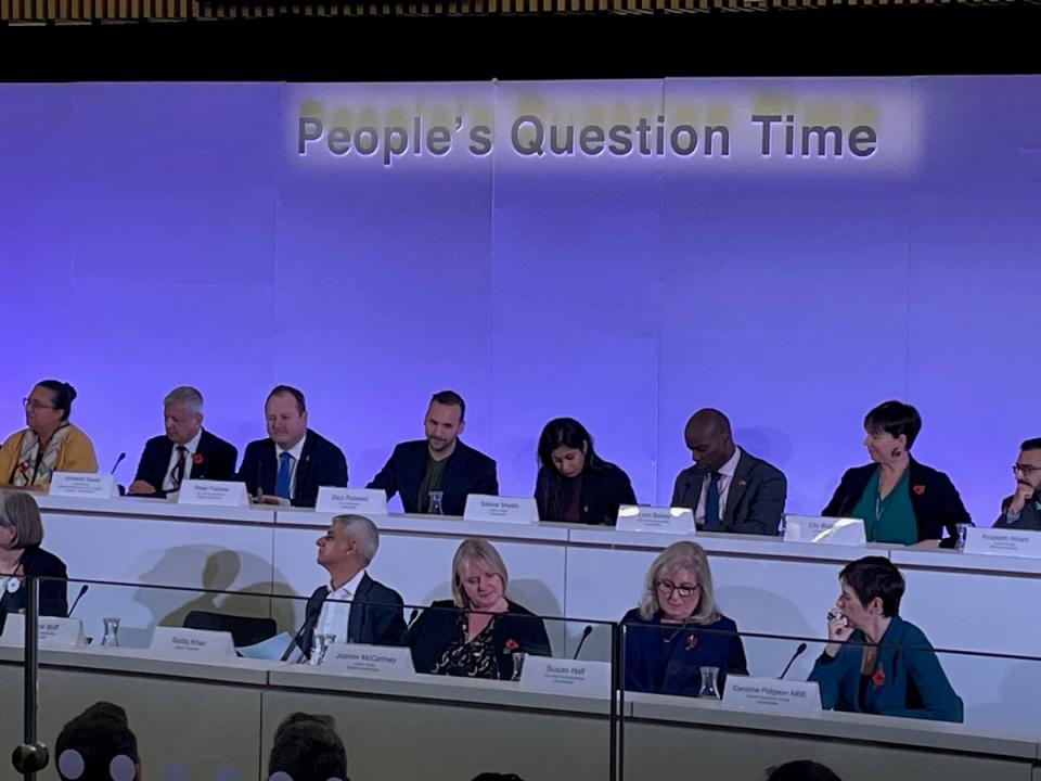 Sadiq Khan and other London Assembly members were protected by a glass screen