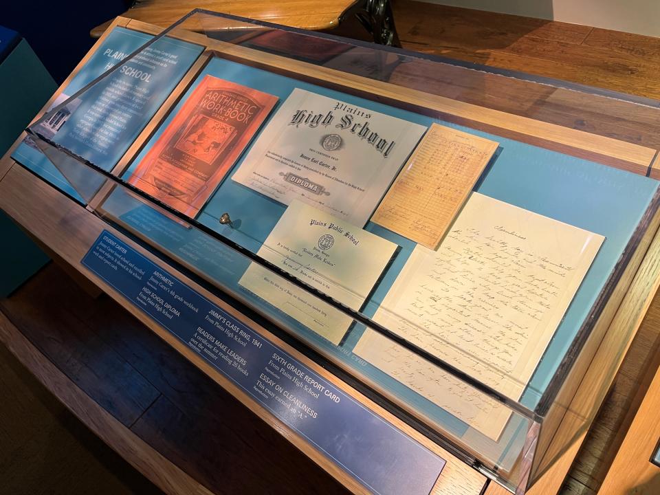 Jimmy Carter's report card and high school diploma on display at the Carter presidential library and museum.