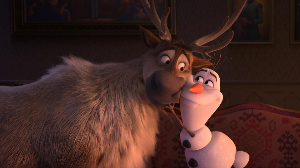 Trusted reindeer Sven and curious snowman Olaf (voice of Josh Gad) are up for an adventure in âFrozen 2.â They join Kristoff, Anna and Elsa on a journey into the unknown in search of answers about the past. From the Academy AwardÂ®-winning teamâdirectors Jennifer Lee and Chris Buck, producer Peter Del Vecho and songwriters Kristen Anderson-Lopez and Robert LopezâWalt Disney Animation Studiosâ âFrozen 2â opens in U.S. theaters on Nov. 22, 2019.  Â© 2019 Disney. All Rights Reserved. 