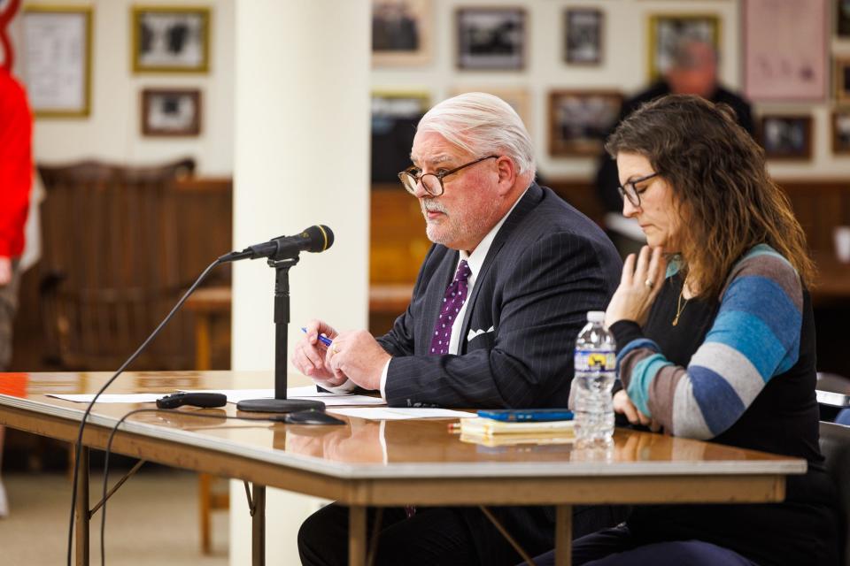 Attorney Michael Miller, of Eckert Seamans, speaks as special counsel hired by the borough about leasing a portion of the library out during the January meeting of the Hanover Borough Council, Monday, Jan. 29, 2024, in Hanover Borough.