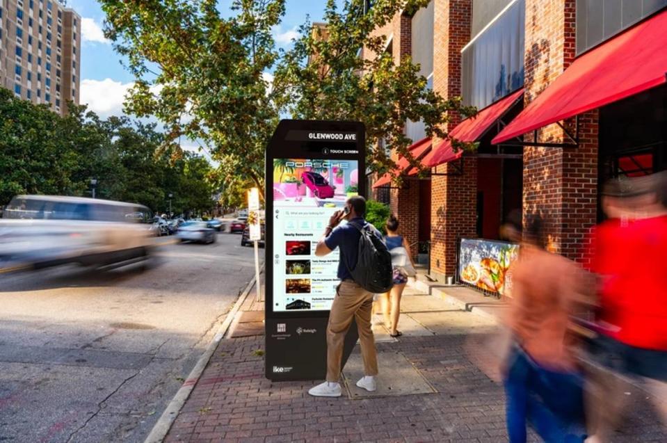 A rendering of what the Interactive Kiosk Experience (IKE) will look like in downtown Raleigh