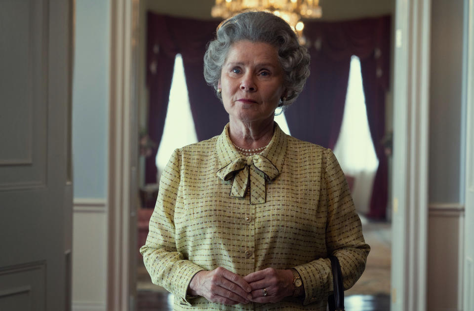 Imelda Staunton as the queen. (Netflix)