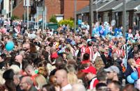 <p>Mourners line the streets ahead of the funeral of Bradley Lowery </p>