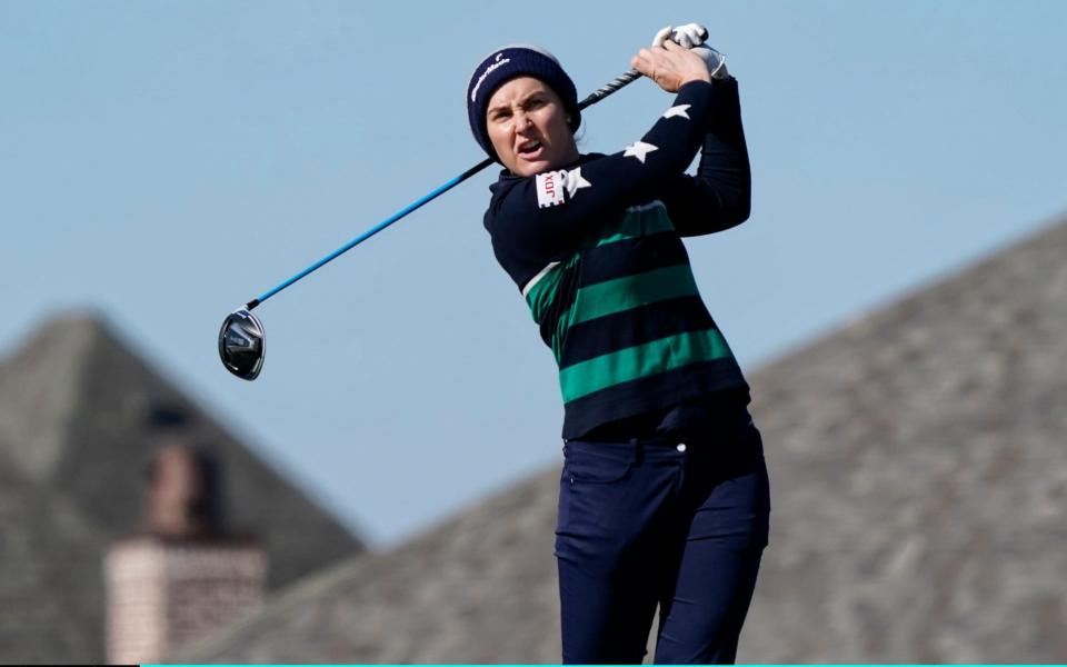 Charley Hull of England tees off on the second hole during the second round of the Volunteers of America Classic - GETTY