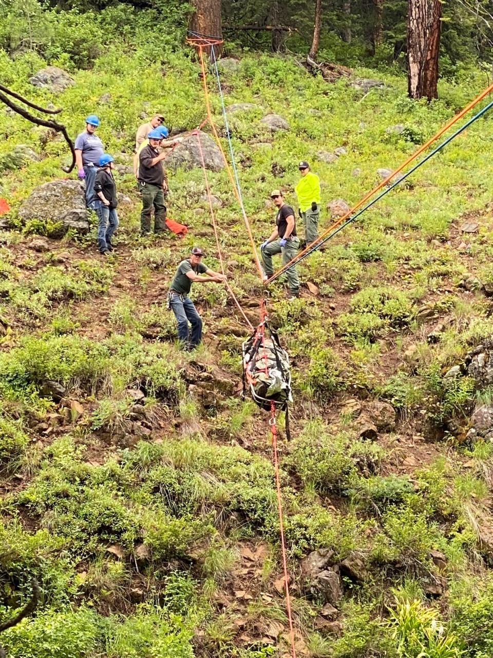 Brandon Garrett was rescued from a ravine in Oregon last week after his dog ran to get help (Baker County Sheriff’s Office)