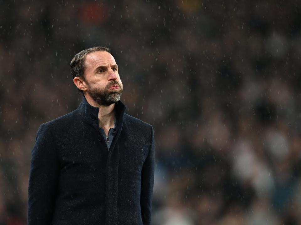 Gareth Southgate, manager of England looks dejected during the international friendly match between England and Belgium at Wembley Stadium (The FA via Getty Images)