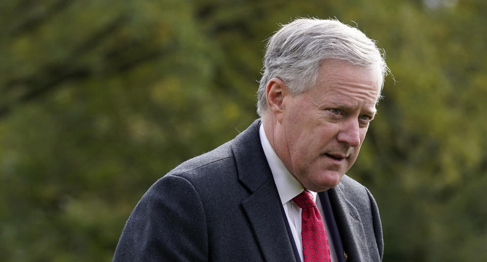 White House chief of staff Mark Meadows walks on the South Lawn of the White House