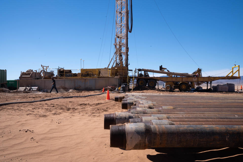 Drilling continues on a new well on land owned by Aminag LLC on March 8, 2022, north of Kingman.