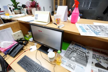 A computer screen shows the banned online edition of Tuoi Tre newspaper at the newspaper's office in Hanoi, Vietnam July 17, 2018. REUTERS/Kham