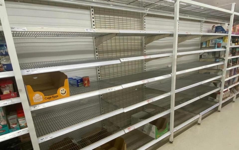 Shoppers are frustrated as eggs disappear from shelves at Coles and Woolies. Credit: Facebook/R. Hatto
