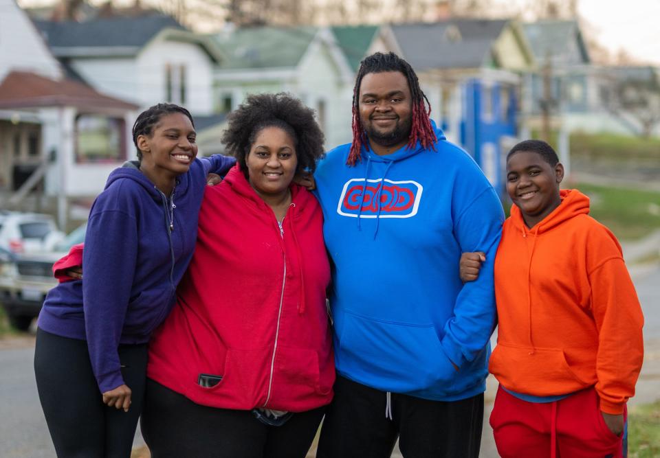 Jamille Collins-Allen, second from left with her daughter Jazmya 16, husband Rob Allen, and son Michael, 12. Jamille has recently been diagnosed with epilepsy and needs full time care, her husband quit his job to be her caregiver.