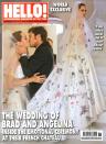 <p>Angelina’s hand-drawn wedding dress will certainly never be forgotten. The actress married Brad Pitt in 2014 wearing a strapless, full-skirted Versace number paired with a veil coated in doodles her children had designed. <em>[Photo: Hello!]</em> </p>