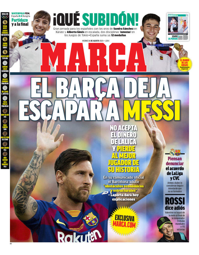 Ponen a 'Marca' en su sitio su portada a Leo Messi