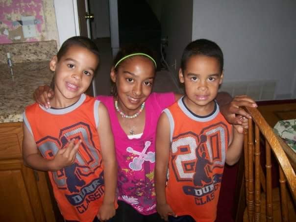 Kalen Mathews with his twin sibling and older sister, Jada Page.
