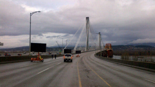 The Port Mann Bridge officially opened to eight lanes of traffic on Saturday.