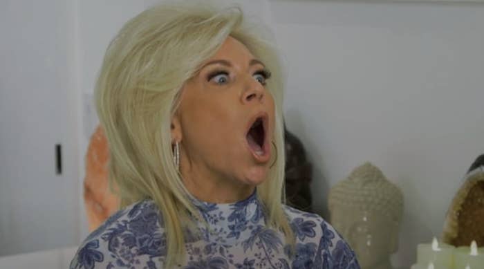 A woman with her mouth open in shock