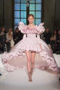 <p>A Giambattista Valli Haute Couture dream! This gown has more yards of duchesse satin than most houses, more ruffles than one dares to imagine, and it’s the girliest and prettiest pink out there. (Photo: Getty Images) </p>