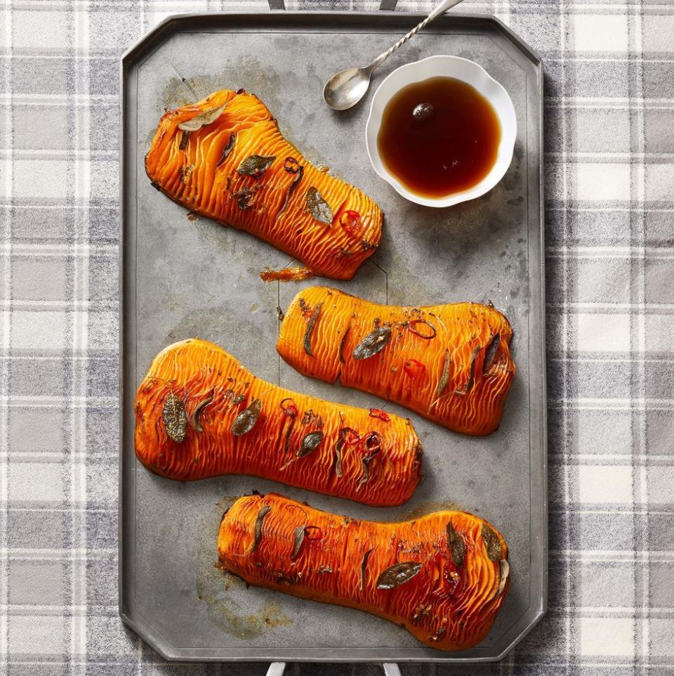 Hasselback Butternut Squash with Maple Brown Butter