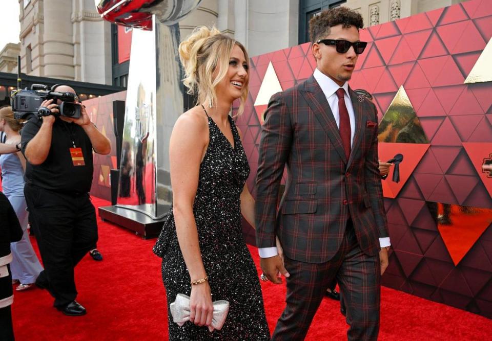 Kansas City Chiefs quarterback Patrick Mahomes and his wife, Brittany, showed their style as they walked the red carpet at Union Station arriving for the Super Bowl LVII championship ring ceremony on Thursday, June 15, 2023, in Kansas City.