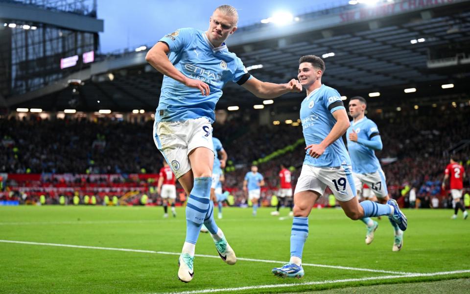 Erling Haaland of Manchester City celebrates after scoring