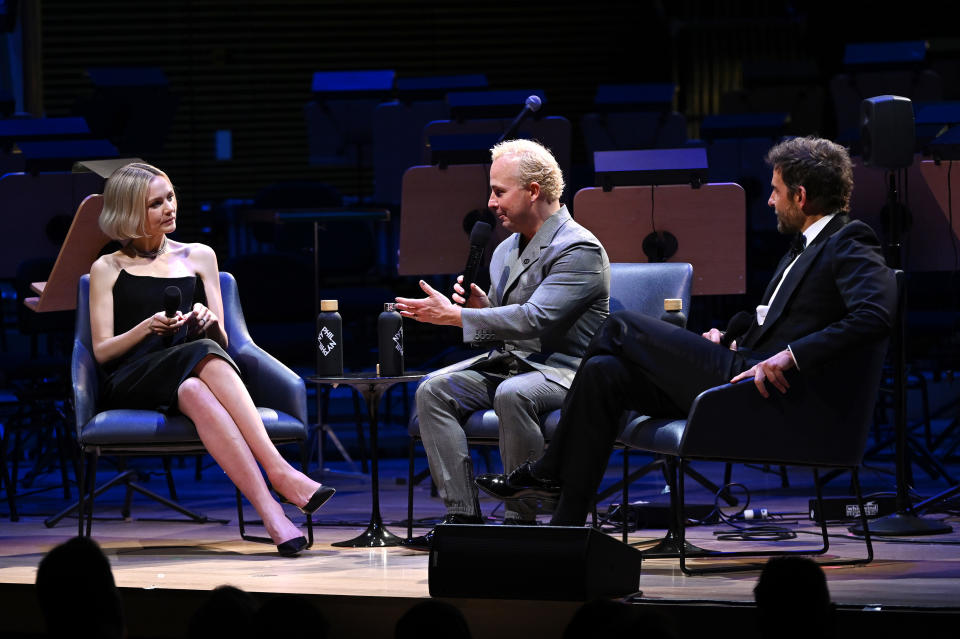 (L-R) Carey Mulligan, Yannick Nézet-Séguin and Bradley Cooper at Lincoln Center