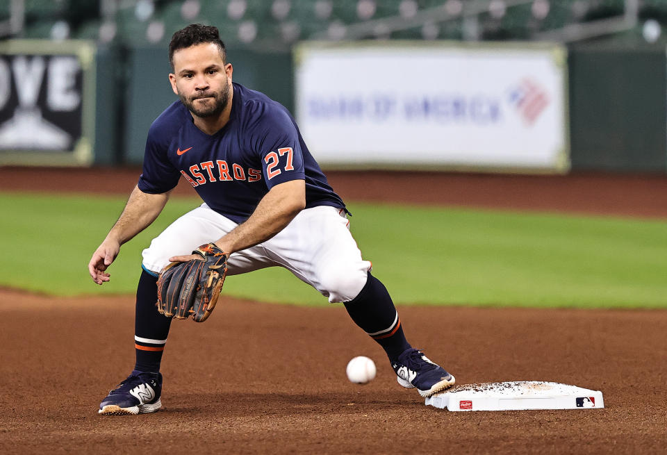 若Jose Altuve能歸隊，有望解決休士頓太空人貧打的問題。(Photo by Bob Levey/Getty Images)