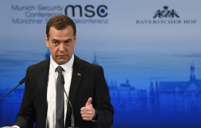 Dmitry Medvedev speaks at the Munich Security Conference on February 13, 2016