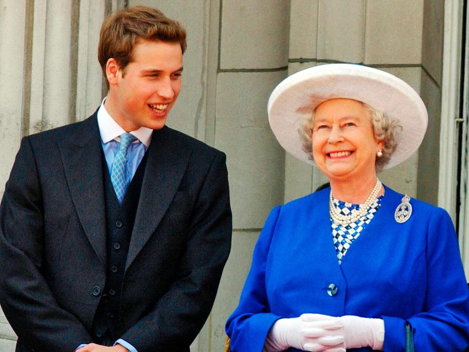 Prince William and Queen Elizabeth at the Trooping the Colour on June 14, 2003.