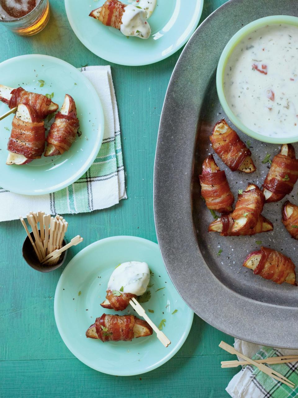 Bacon-Wrapped Potatoes with Queso Blanco Dip