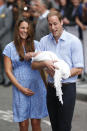 The Duke and Duchess of Cambridge leave the Lindo Wing of St Mary's Hospital in London, with their newborn son.